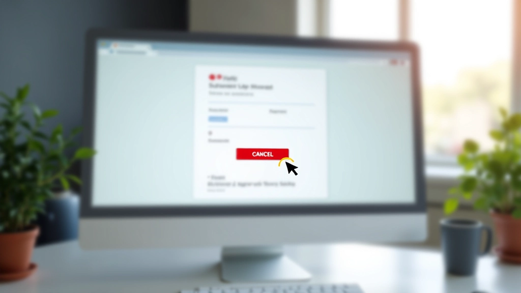 Formulář na obrazovce s tlačítkem zrušit předplatné a kurzorem na něm