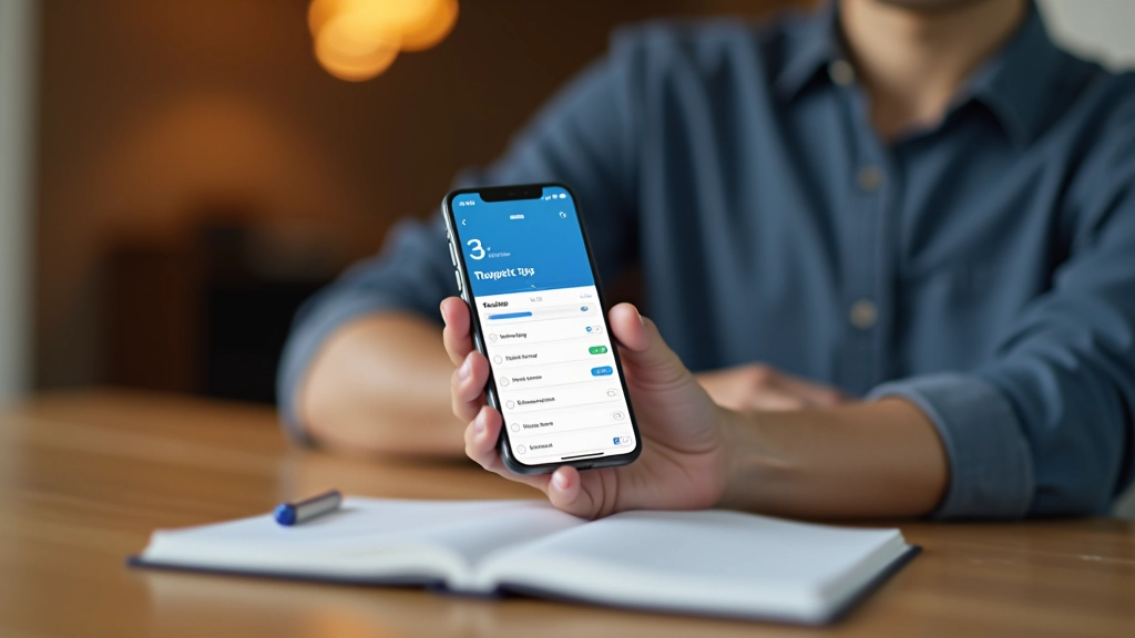 Osoba kouká na displej telefonu s aplikací banky a seznamem transakcí