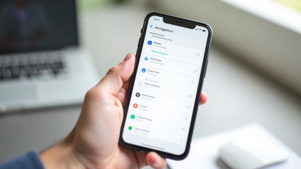 Smartphone zobrazující nastavení účtu s seznamem aktivních předplatných v aplikaci banky