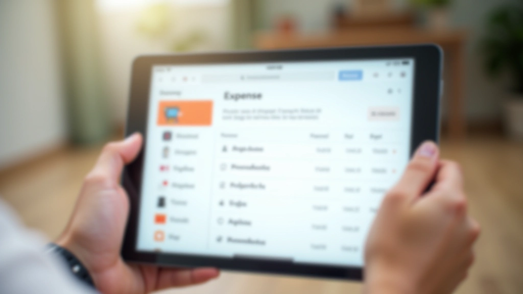 Tablet zobrazující finanční aplikaci s kategorizací výdajů